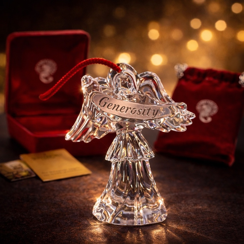 Waterford Crystal Millennium Angel “Generosity” Ornament Box And Papers